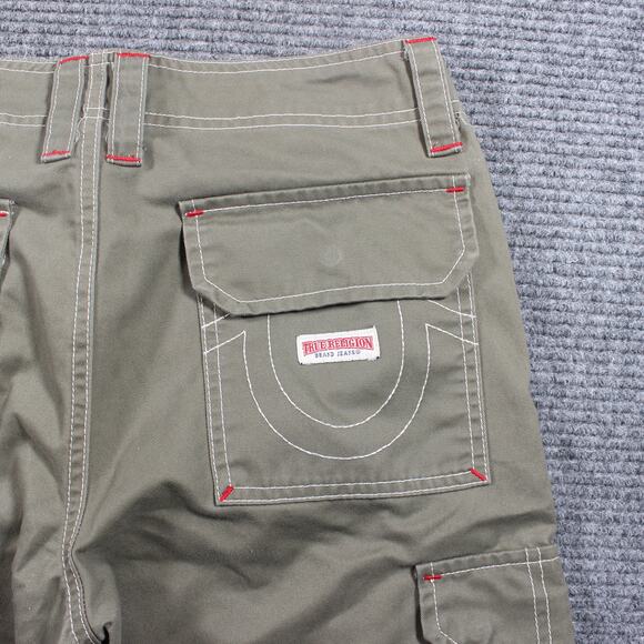 True Religion Cargo Pants Mens 27 Green Military SN Utility Pockets - Picture 10 of 12